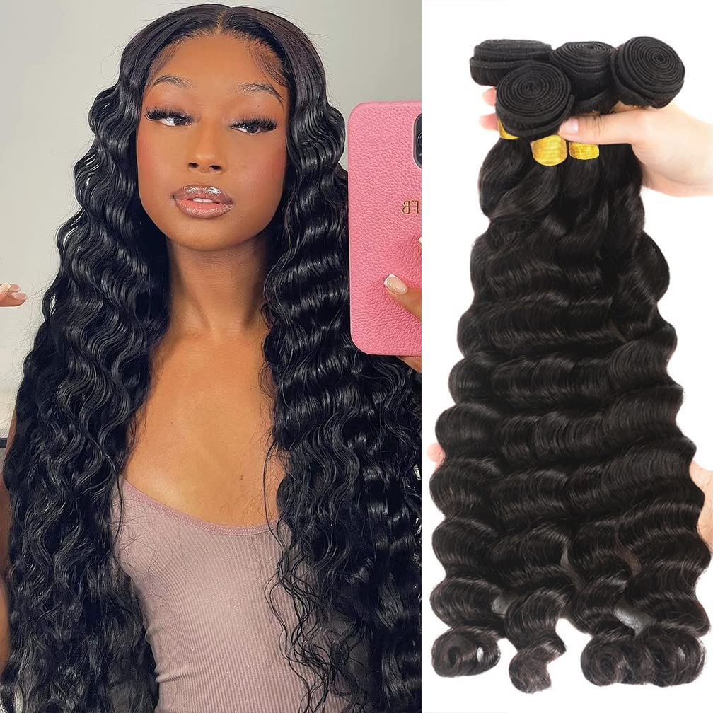 Loose Deep Wave Bundles 9A Grade Unprocessed Loose Wave Human Hair Bundles 12 14 16 18 inch Brazilian Virgin Loose Deep Human Hair Bundles Hair