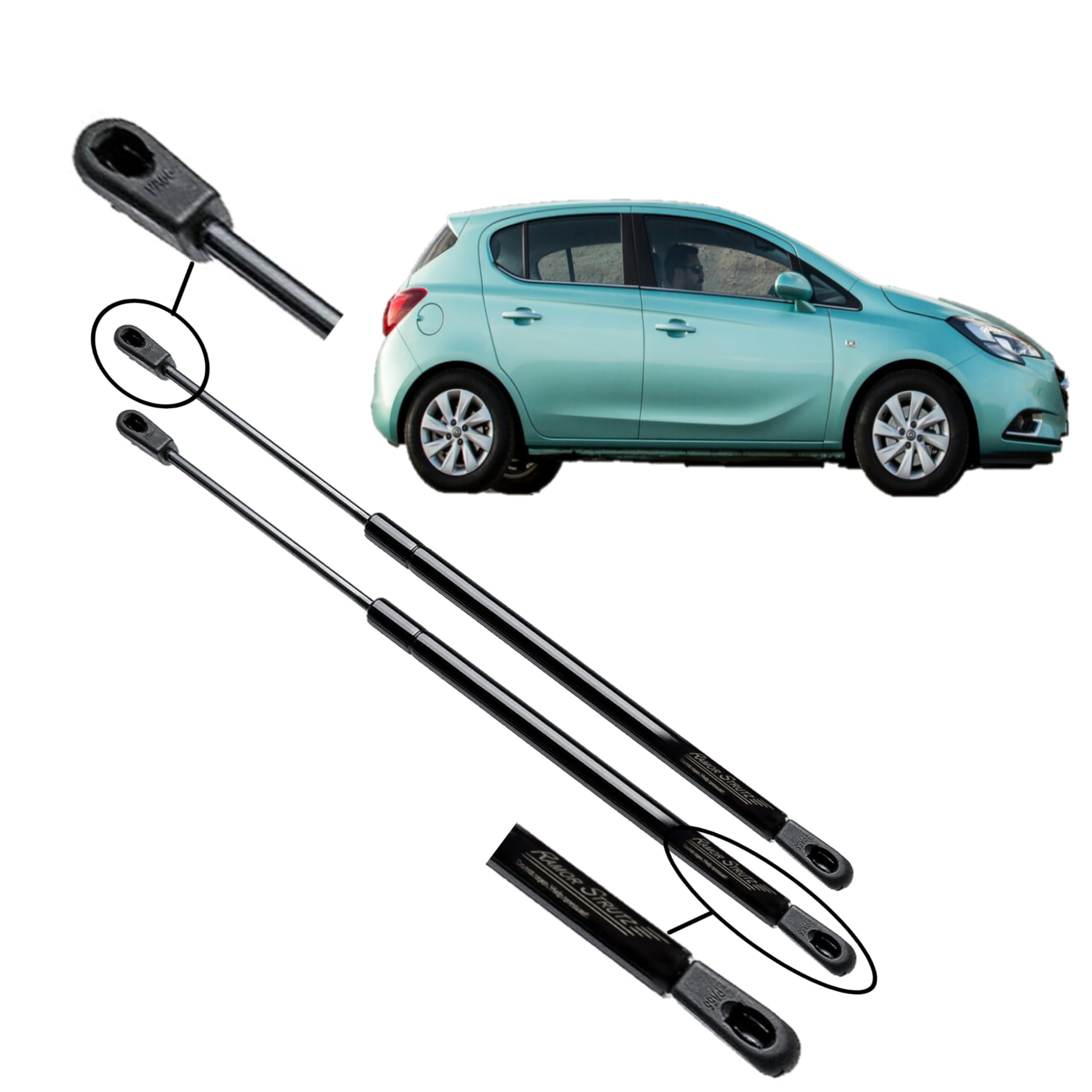 2x Gasfeder Dämpfer Heckklappe Kompatibel mit Opel Corsa E 2014-2019. Gasdruckfeder Heckklappendämpfer Ersatz für 13428038 und Andere.