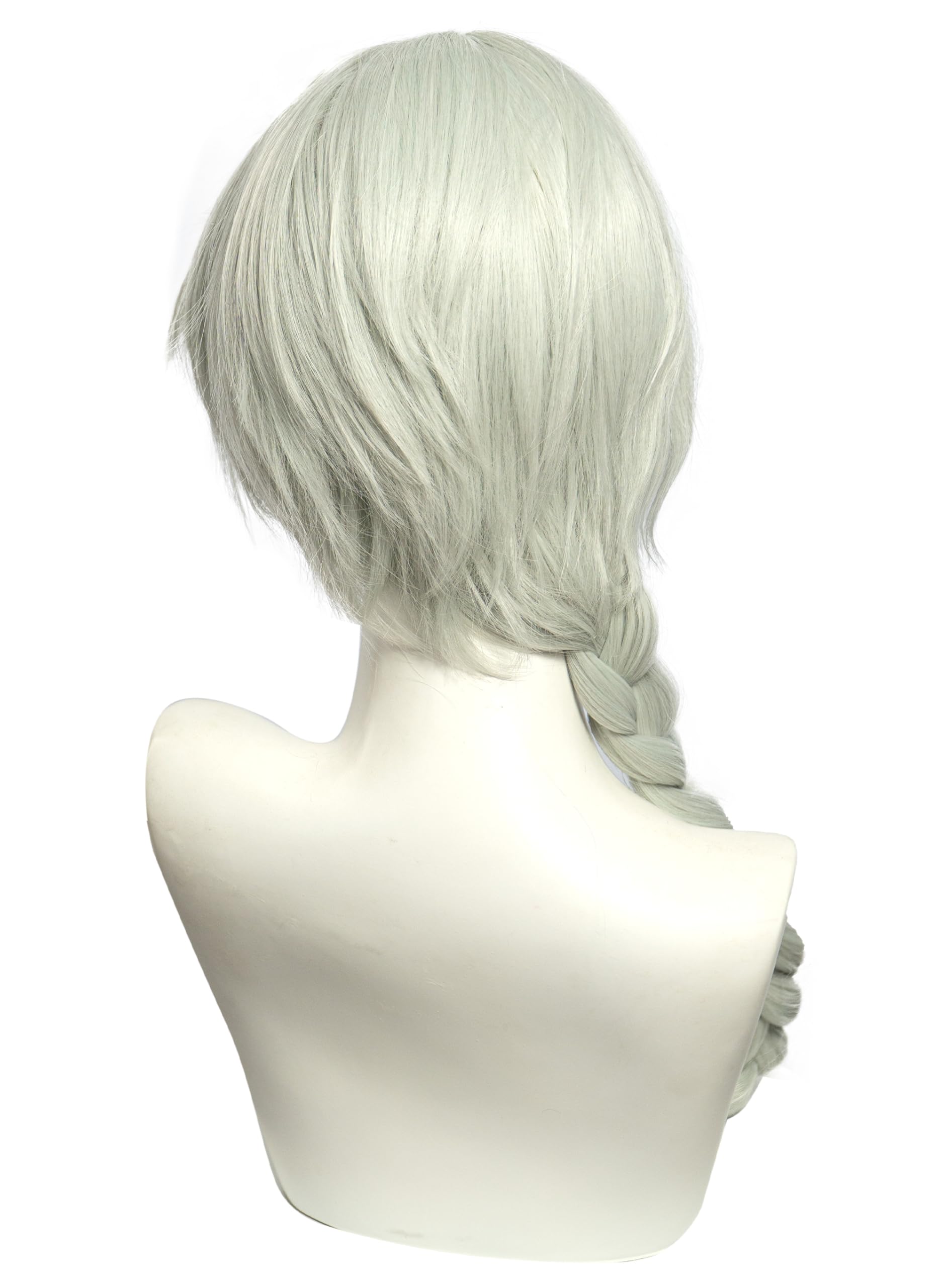 OSIAS Nikolai Gogol Perruque Tresse Longue Argentée Mélangée avec Aqua Clair Synthétique Résistante à la Chaleur - Image 4