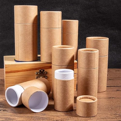 Miniatura 7 de BENECREAT BurlyWood - 12 tubos de cartón Kraft de 1.0 fl oz, tubo de lápiz labial, recipientes de papel redondos, cajas de cartón para lápices,
