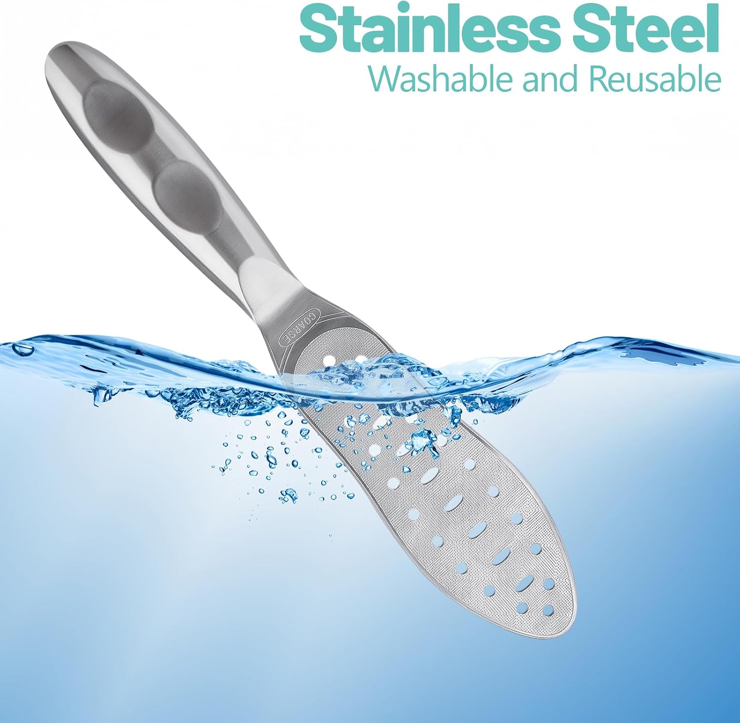 Foot File Callus Remover Stainless Steel Double Sided Foot Scraper, Foot Rasp for Dry and Wet Skin, Pedicure Tool for Feet Hard Skin and Cracked Heels