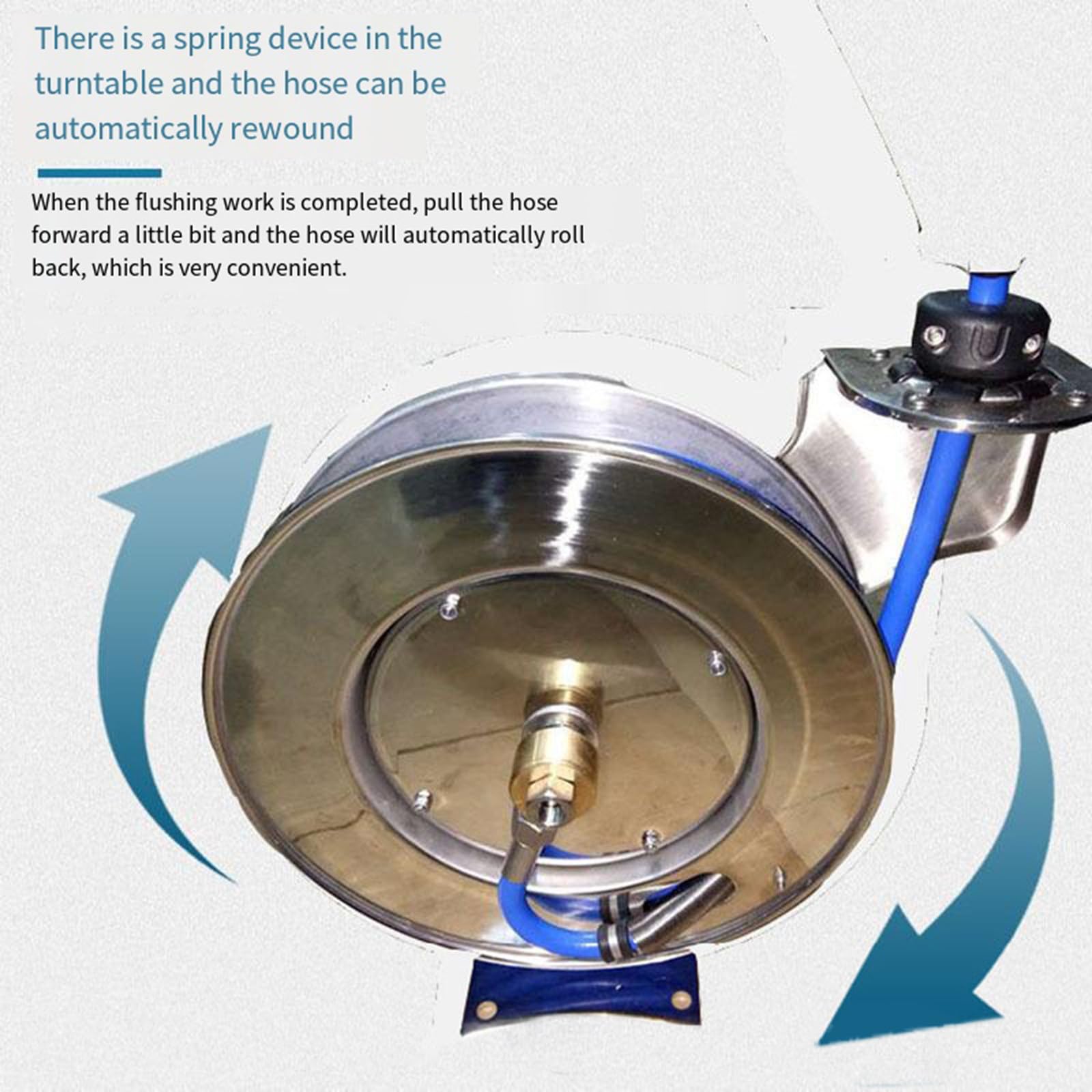 Carrete de manguera de acero inoxidable abierto retráctil automático 5M/10M/15M carrete de manguera de agua de cocina de jardín resistente que no deja marcas,15M