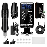 TATELF Kit tatuaje completo Kit de máquinas de tatuaje giratorias profesionales con 2 motores, fuente de alimentación LCD digital táctil para artistas de Tatuaje Principiante