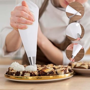 4 Pack 16 Reusable Pastry Piping Bags, Cloth Cake Decorating, White Cloth Frosting Bags, Icing Piping Bags Decorating Bags Icing Frosting Bags, White Hangable Piping Bags