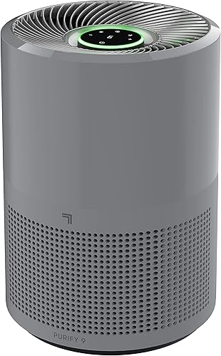 Sharper Image PURIFY 9 - Limpiador de aire para toda la habitación con filtración HEPA verdadera, filtro de carbón activado, indicador visual de