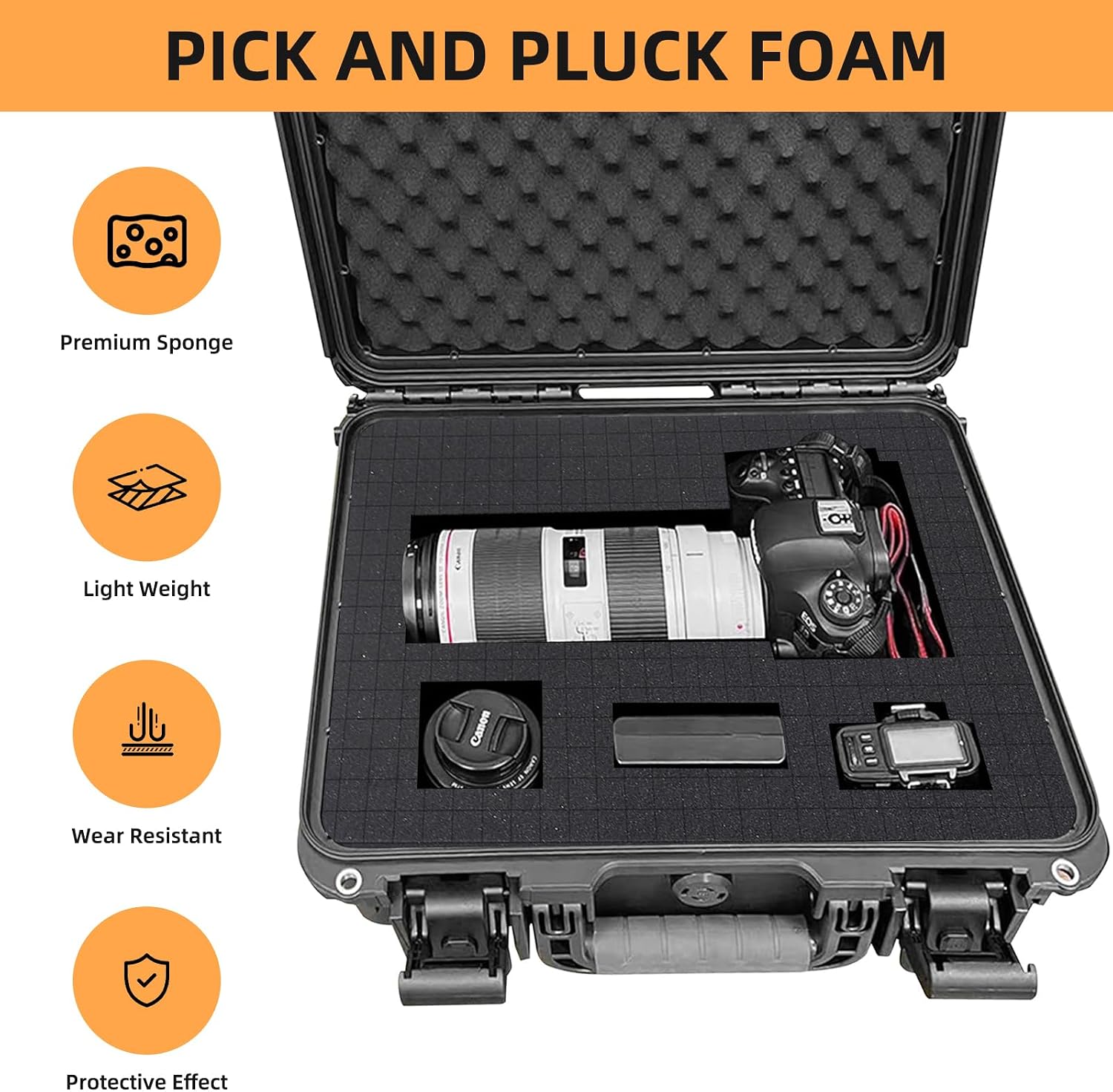 ANABIUP 4-Piece Pick and Pluck Foam Inserts, 16 x 12 x 2 In, Pre-Cut Polyethylene Foam for Craft, Camera, Tool, Gun Cases
