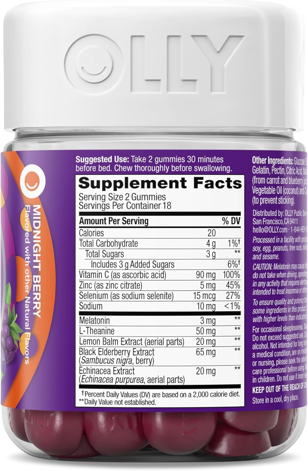 OLLY Sleep Immunity Melatonin Gummy, Vitamin C, Zinc, Echinacea, 3mg Melatonin, Immune and Sleep Support, Berry - 36 - Image 9