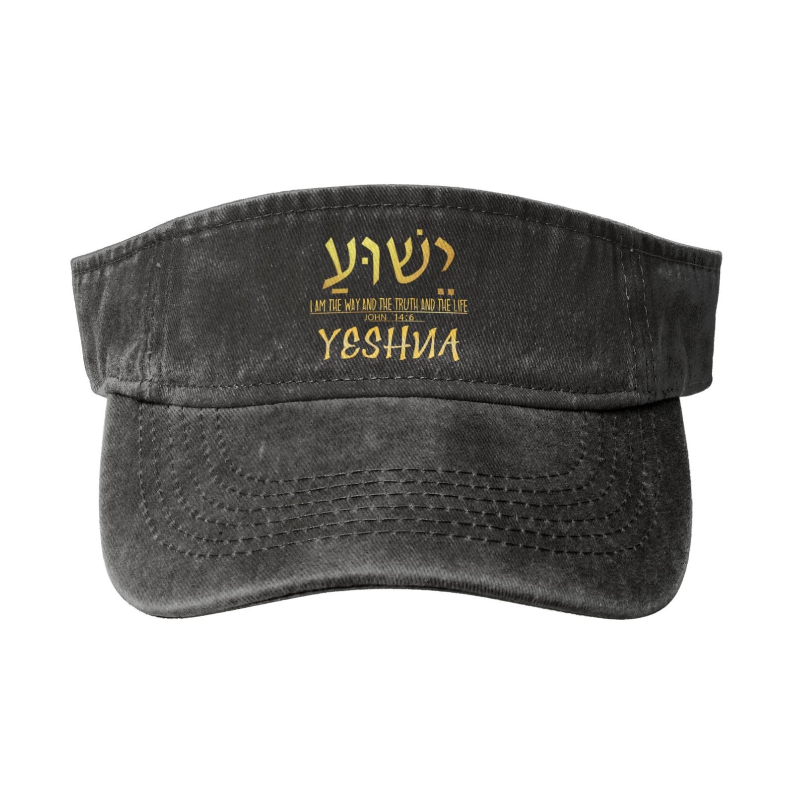 Sun Visor Hats Yeshua Hebrew Name Jesus The Way, Truth, Life Adjustable Ball Caps Empty Top Baseball Running Tennis for Men Women Outdoor Travel Beach Black