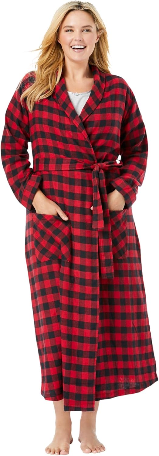 Dreams & Co. Plus Size Long Flannel Robe