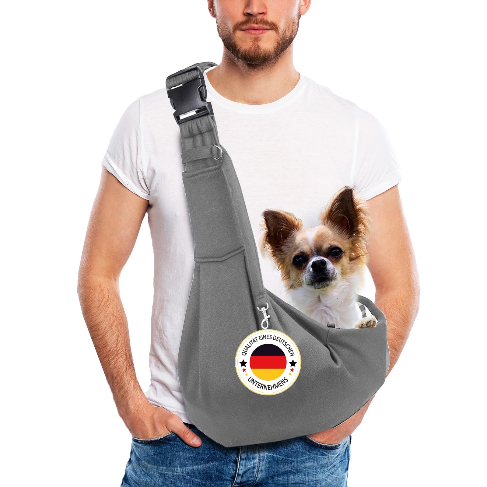 Hundetragetasche Schwarz - Atmungsaktive Sling Tasche Für Kleine Hunde Bis 4,5kg