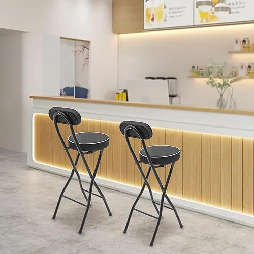 Miniatura 2 de 2-Pack Folding Bar Stools with Backrest, 25.6 Inch Cushioned Padded Counter Height Stools, 275lbs Capacity Portable Foldable Stool Chairs for