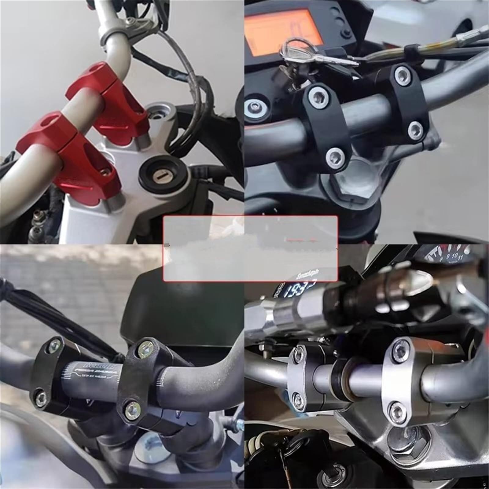 Pontets de guidon de moto Support Universel De Pince Barre Rehaussement Guidon Moto(22mm Black)