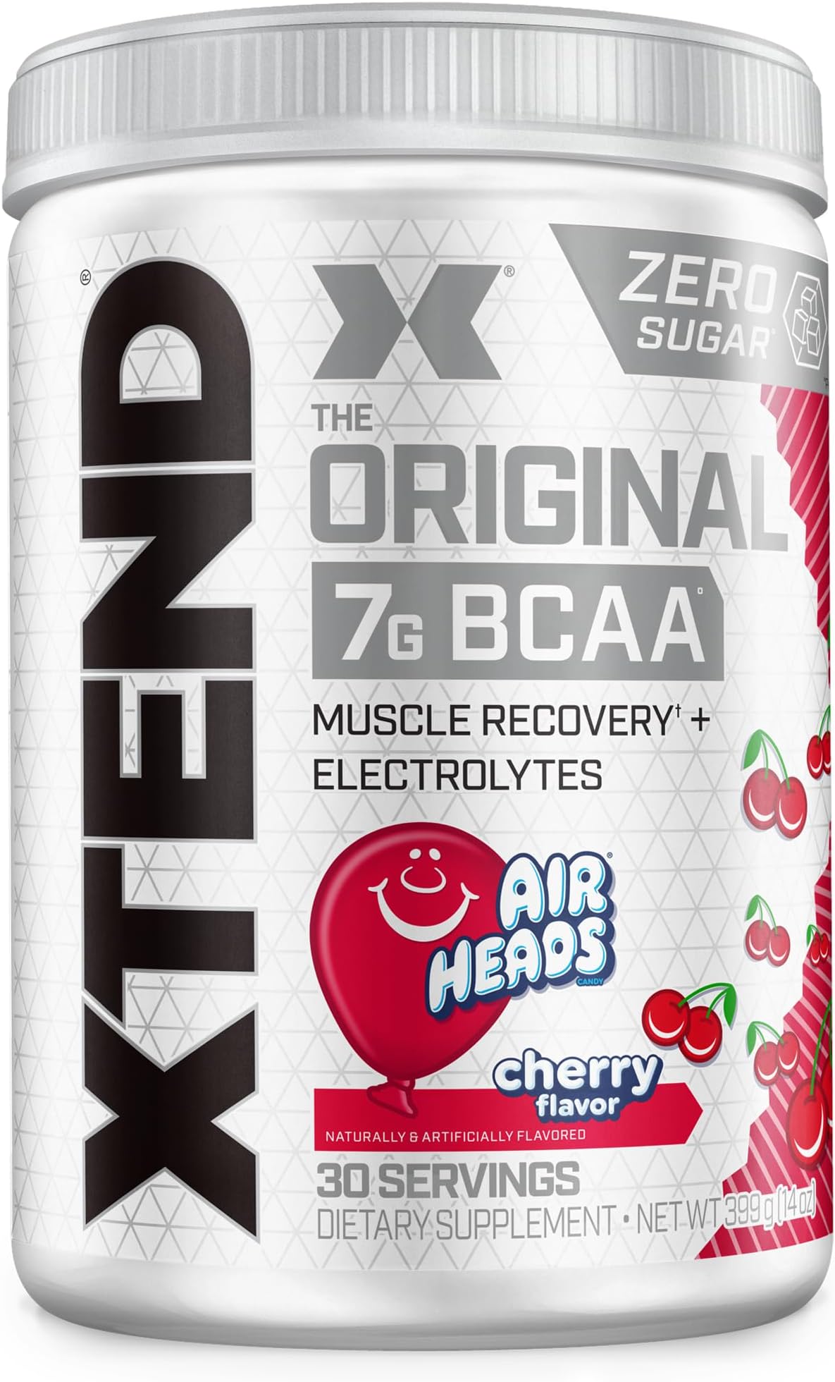 XTEND Original BCAA Powder, 7g BCAA with 2:1:1 Ratio, Zero Sugar, 30 Servings (399g, Airheads Cherry)