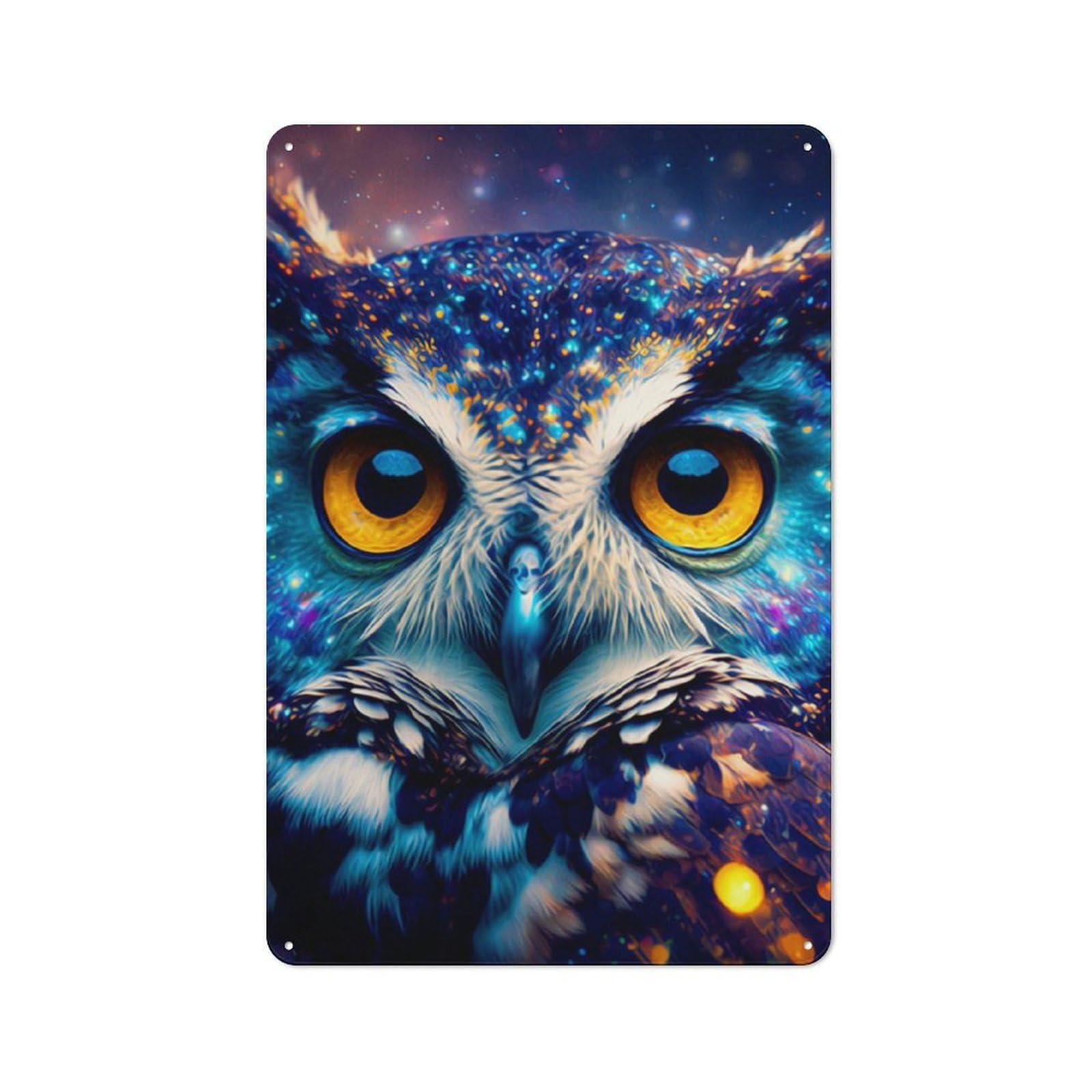 Junmoney Owl Vintage Tin Sign 30X20cm Featuring For Café Or Home Bar, A Metal Wall Feature For Cafés And Home Bars