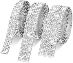 3 Rolls Silver Ribbon, 18mm 13.5mm 9mm Width Glitter Tape Sparkling Glitter Ribbon DIY Decoration Craft Tape for Gift Wrapping and Party Decor