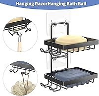 Vista 3 de Moforoco Soporte doble para barra de jabón para ducha, sin taladrar, acero inoxidable 304, soporte de jabón montado en la pared con 4 ganchos