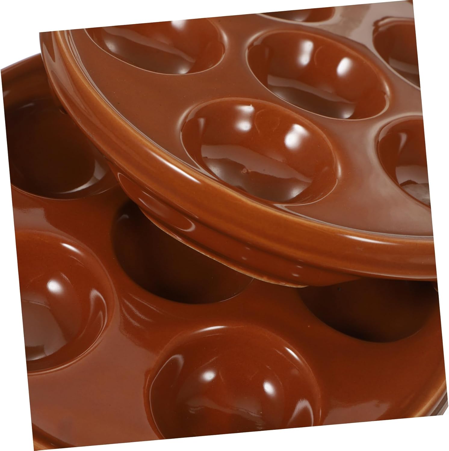 Luxshiny 2pcs Ceramic Snail Plate for Escargot French Baking Dish Inspired Serving Plate