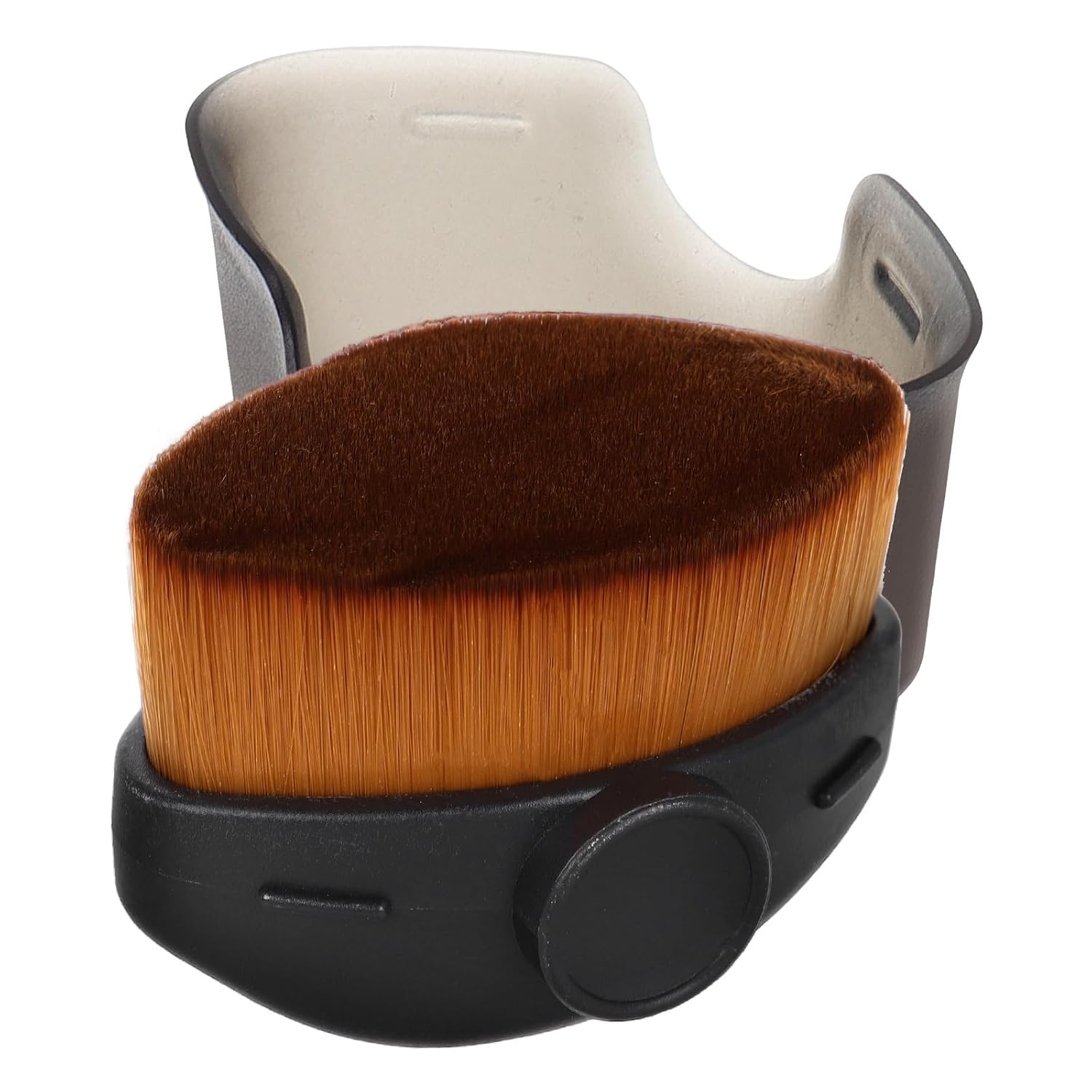 NOLITOY Portable Foundation Brush with Cover, Dense Oval Makeup Brush for Liquid and Powder Foundation, Travel Cosmetic Tool for Seamless Face Application, Black