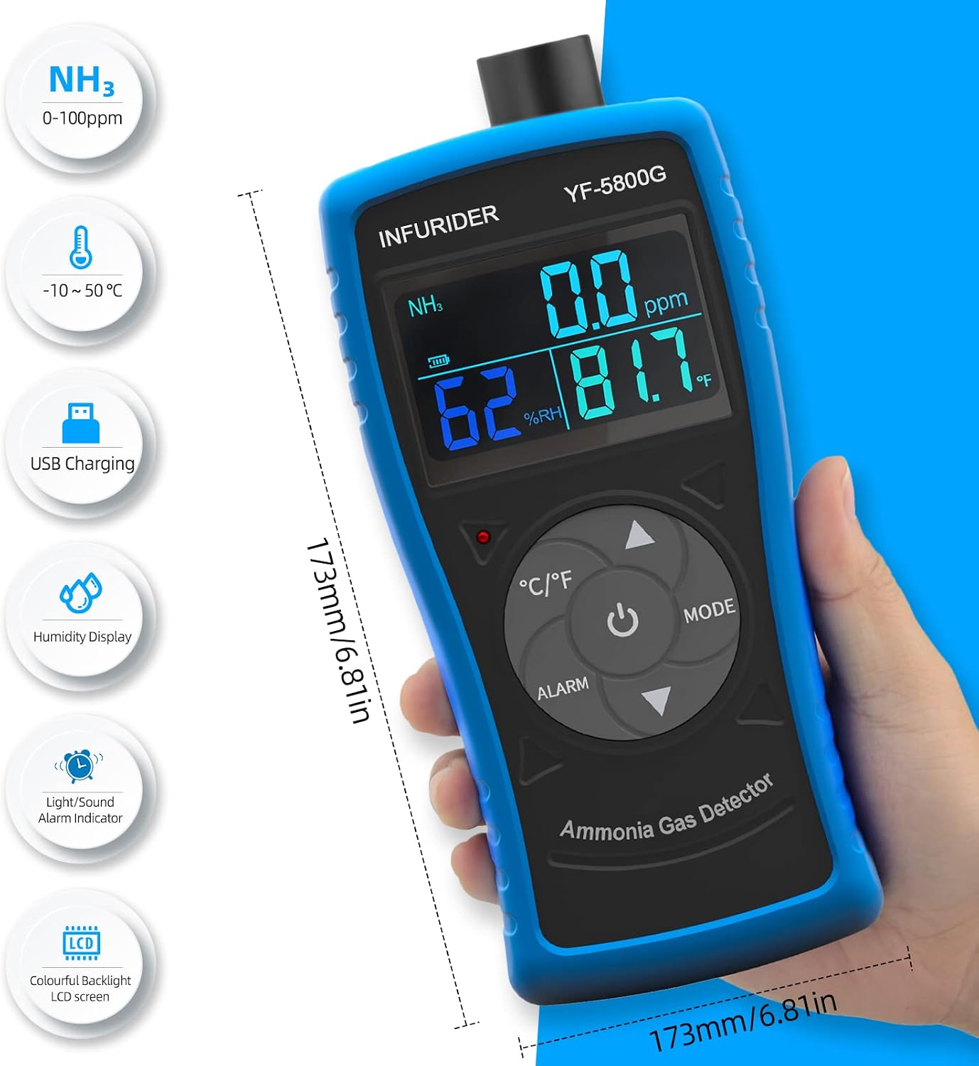 INFURIDER YF-5800G with dimensions and key features
