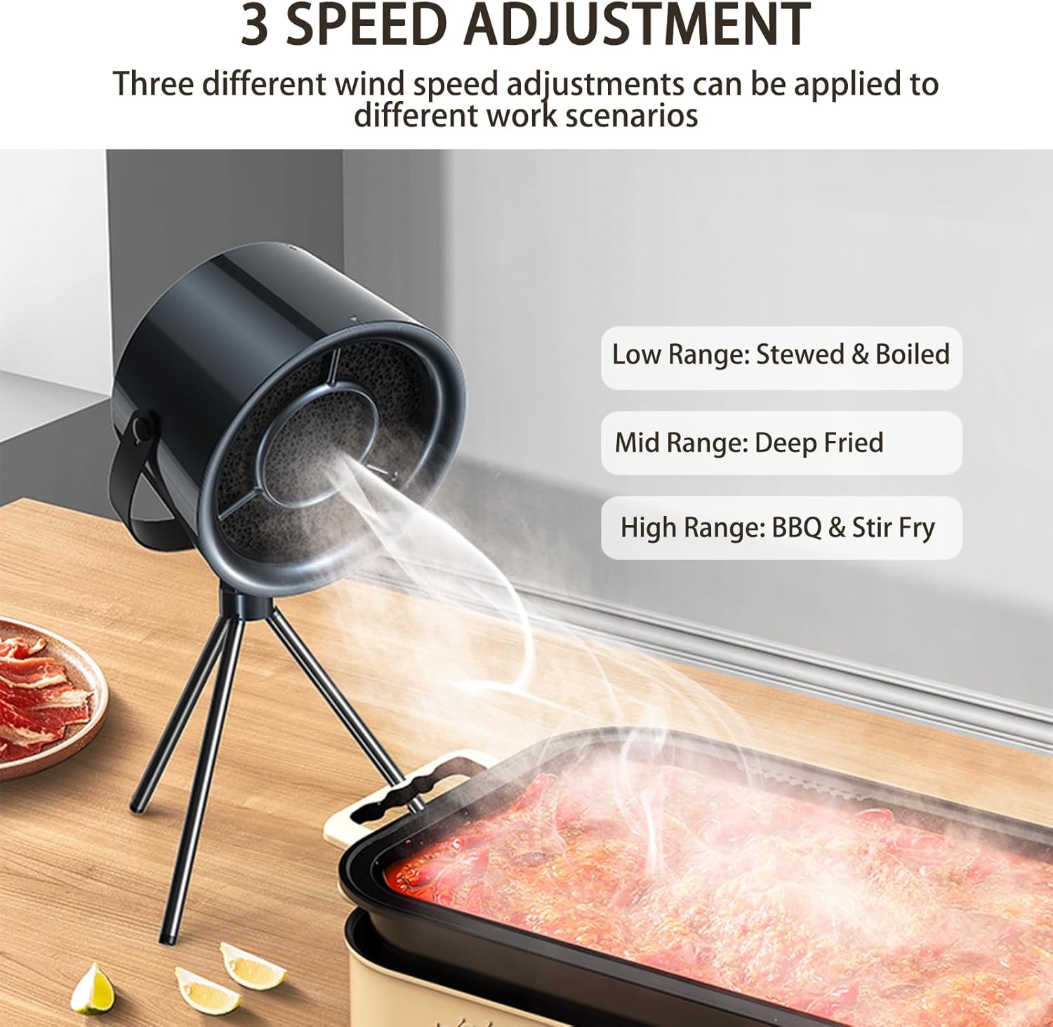 SAYTAY Portable Puff Chill Fan, Adjustable Angle 3-Speed Tripod Desktop Fans, Home Fans with 2 Replaceable Filters, Widely Applicable Mobile Large Suction and Fan (White)