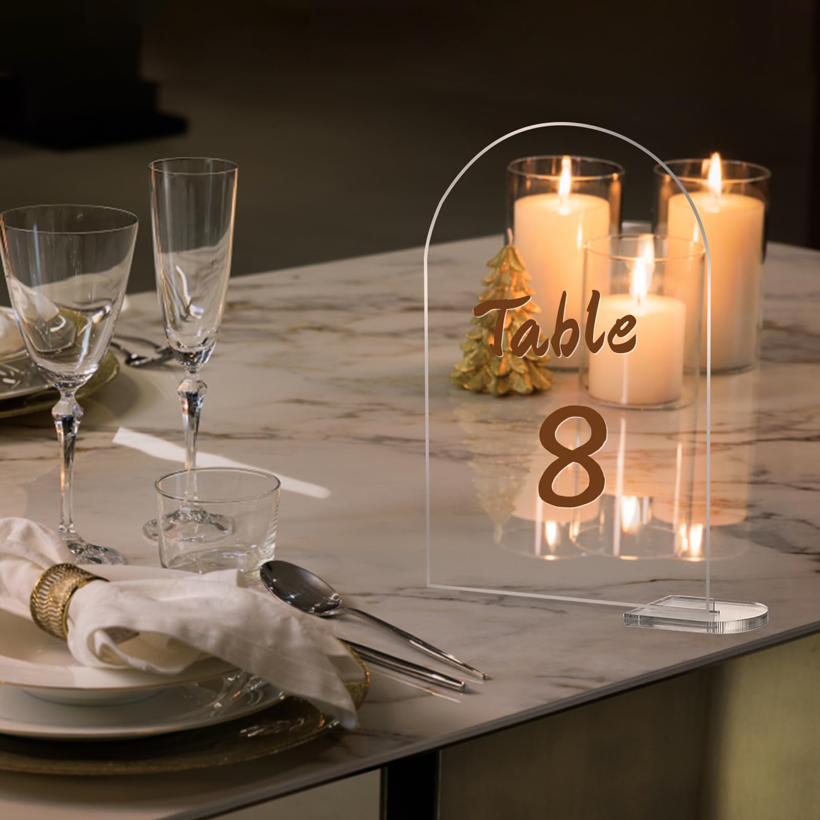 30 Panneaux De Table Acrylique Transparents Sertay - Format 10x15 Cm, Design Arc, Réutilisables - Pour Mariage, événement, Restaurant