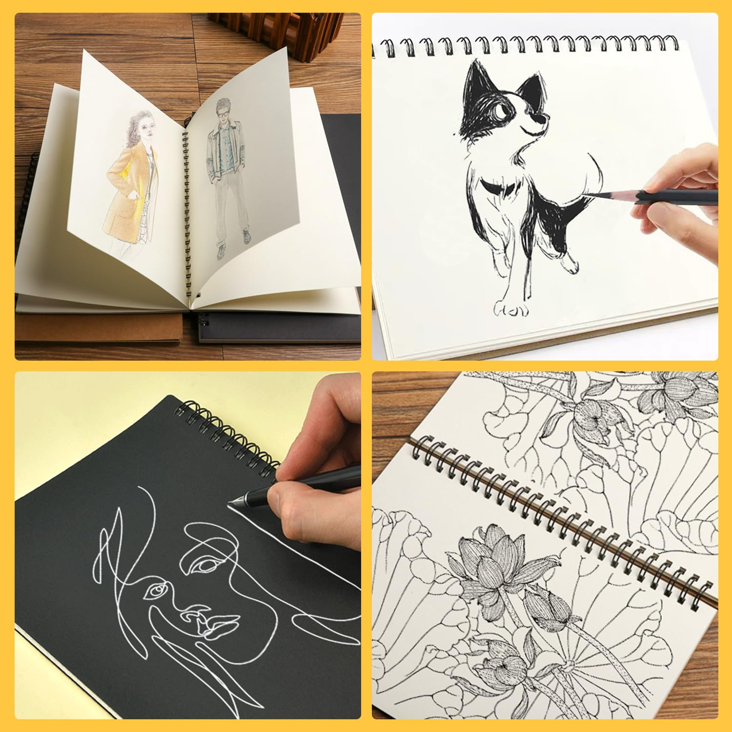 Original | Yolistar Set of 2 notebooks, spiral book/notebook with double spiral, blank kraft cover, writing notepad, 21.6 x 27.9 cm, A4 notepad, 76 pages/38 sheets, for school, memos, meetings, painting 2026 - view 6
