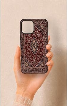 iPhone 12-12PRO Uyumlu Acem Hal  Desenli Silikon K l f, Siyah