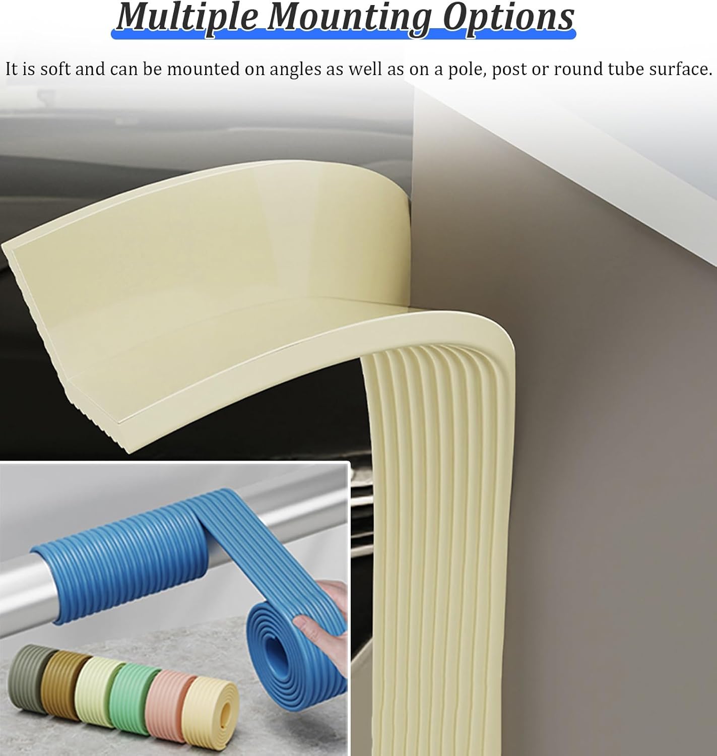 Soft Padding to Wrap Around Metal Pole, Self Adhesive Pipe/Basketball Post Pad Wrap Around, Column Cushion Cover for Basement/Garage(Black)