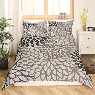 Erosebridal Aztec Dahlia Duvet Cover Full Size Mexican National Flower Comforter Cover,for Adult Women Girls Floral Bedding Set Luxury Boho Floral Design All Season Bedding