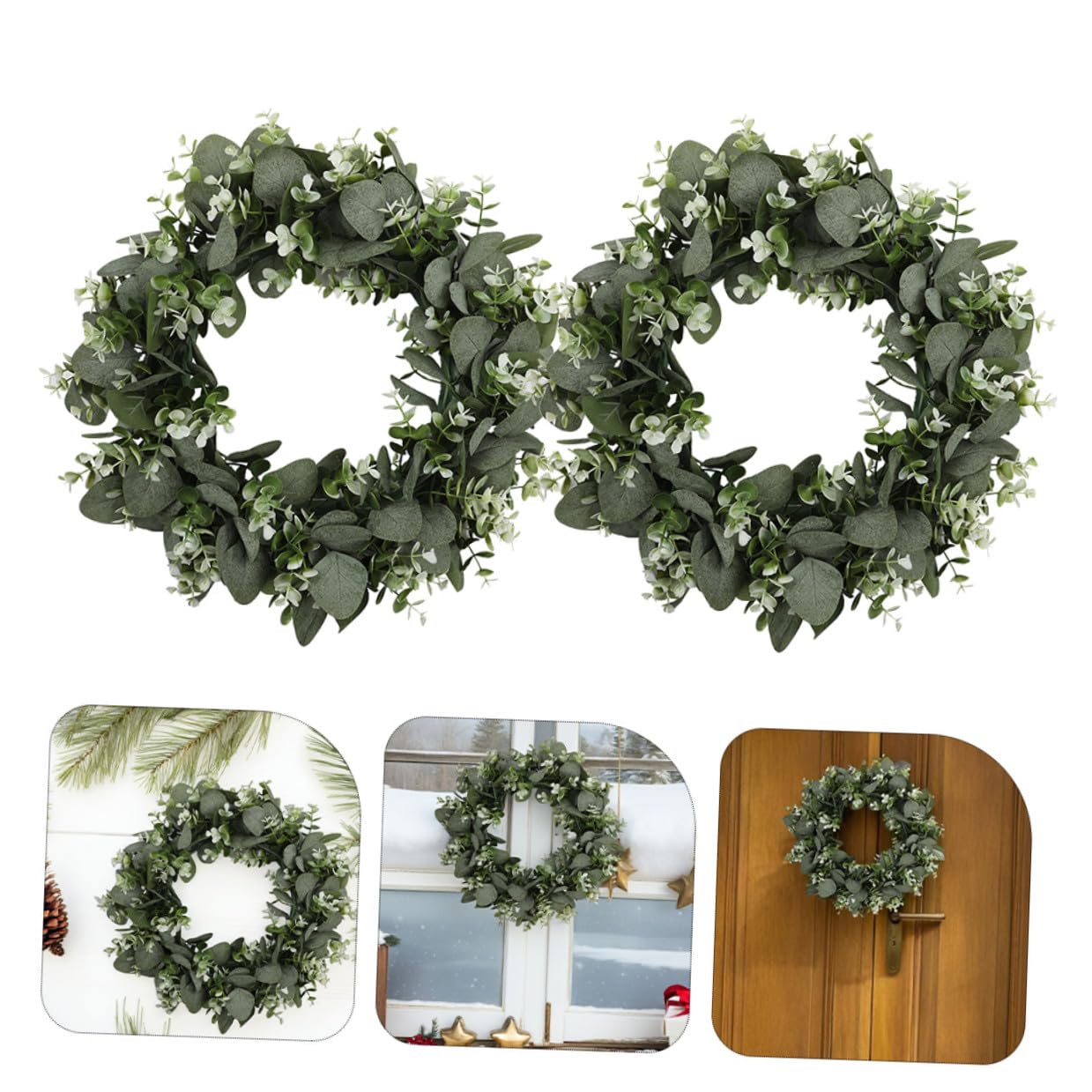 TOYANDONA 2piezas Guirnaldas de Eucalipto para Puerta de Entrada Guirnalda Artificial de Verdes Decoración Colgante de Puerta para Fiestas Navideñas y Hogar