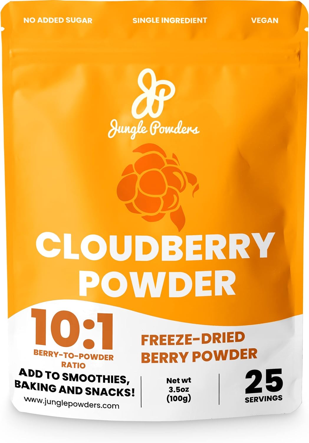 Jungle Powders Wild Cloudberry Powder for Smoothies Baking Jam 3.5 Ounce Bag Pure Nordic Freeze Dried Cloudberry Extract No Sugar Added, No Additives or Fillers Knotberry Powder for Flavoring