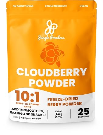 Jungle Powders Wild Cloudberry Powder for Smoothies Baking Jam 3.5 Ounce Bag Pure Nordic Freeze Dried Cloudberry Extract No Sugar Added, No Additives or Fillers Knotberry Powder for Flavoring