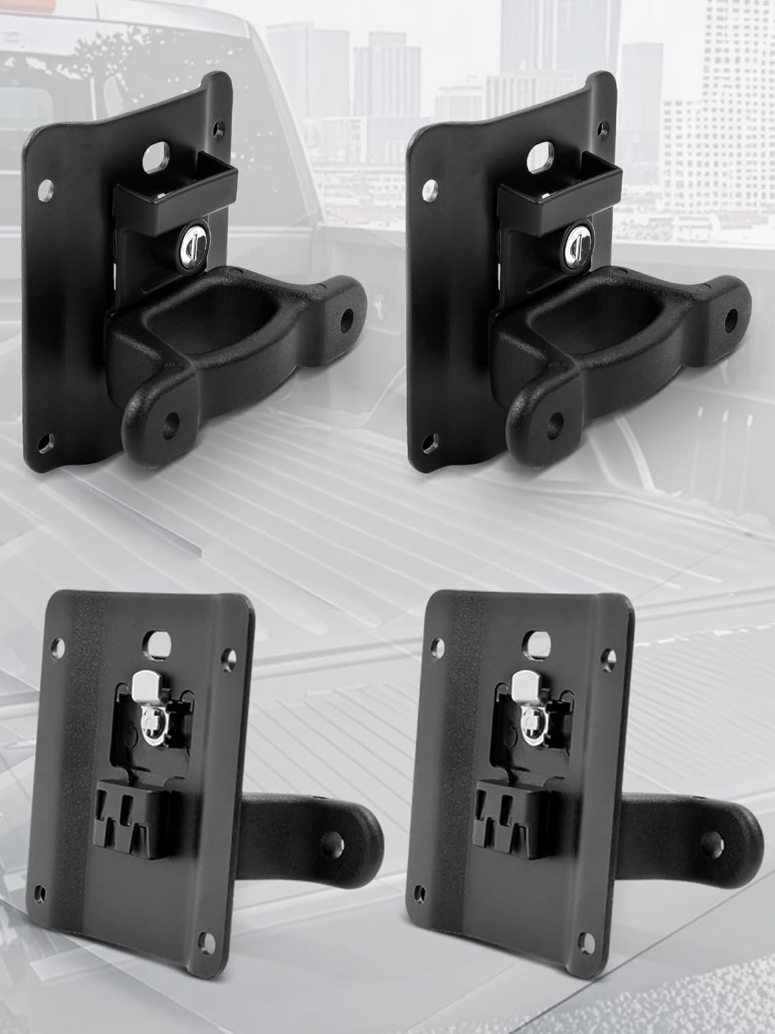 Truck Bed Tie Down Anchors Compatible with 2015-2025 F150 F250 F350 Box Link Tie Downs Plates Brackets for 4 Pack, FL3Z-99000A64-B,FL3Z-9928408-AB