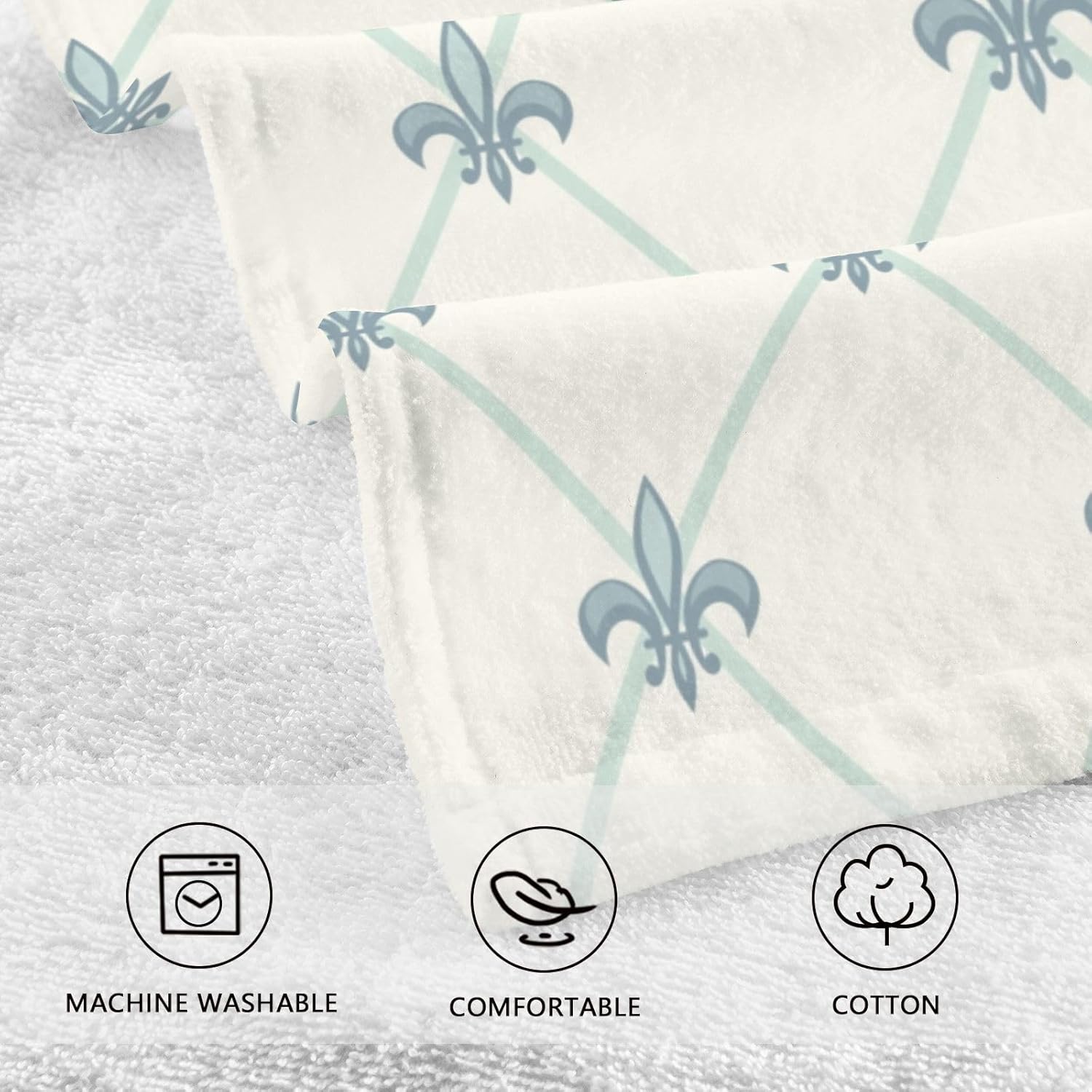 susiyo Hand Towels Set of 2 Luxury Vintage Fleur De Lis Cotton Bathroom Hand Towels Super Soft Highly Absorbent Fingertip Towels Decorative Towel for Bathroom Kitchen Yoga Gym Spa 28x16 Inch