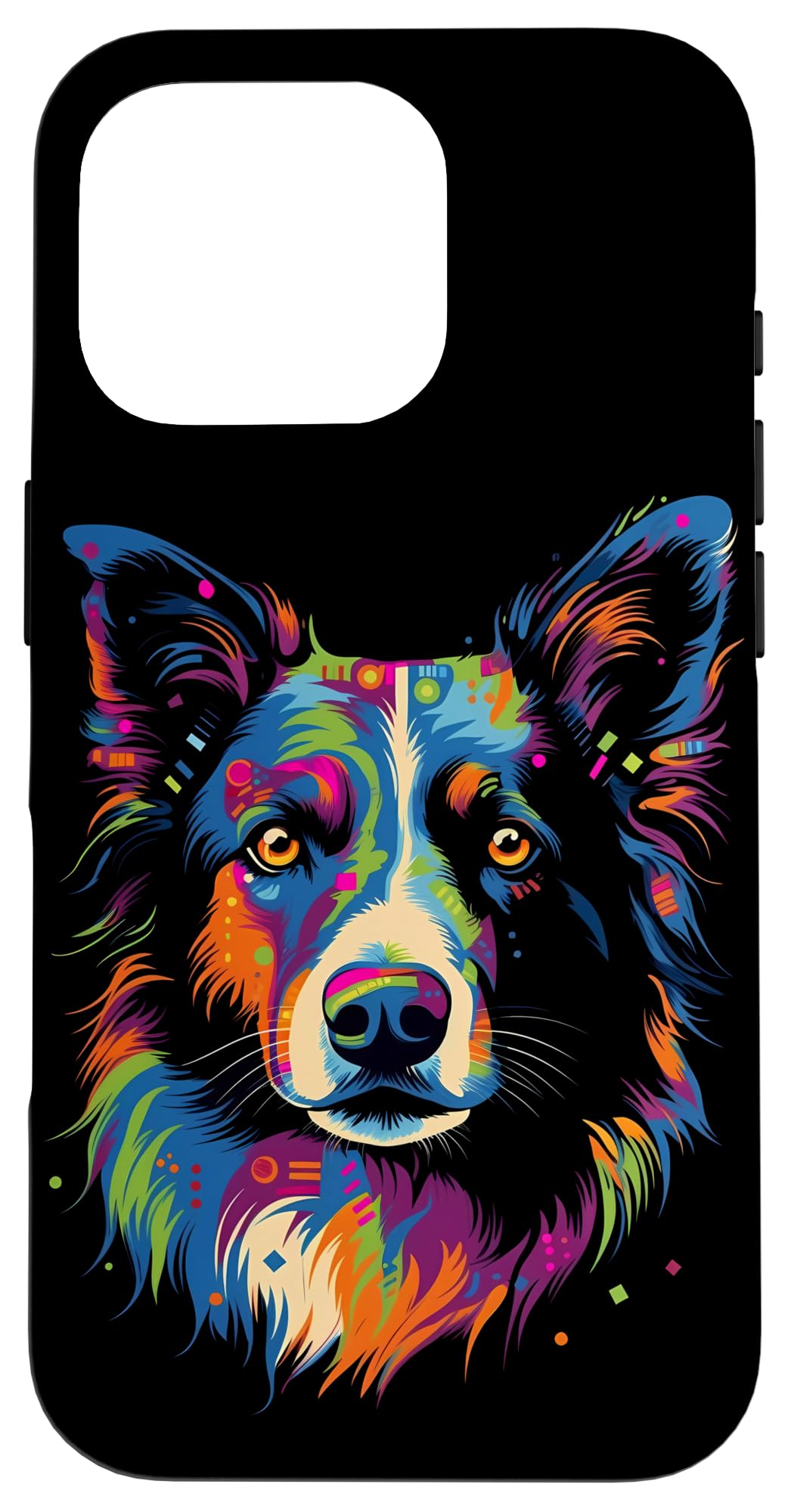 Border Collie Face Colorful Dog Mom or Dad Cute Black Case for iPhone 16 Pro
