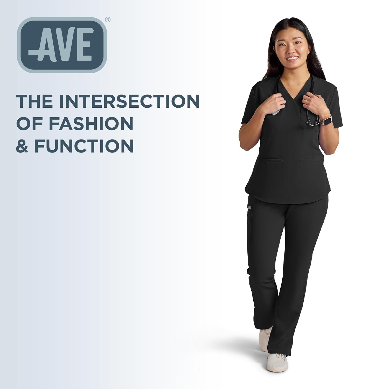 ave. Varick Women's Scrub Pants, Elastic Waistband, 4-Way Stretch Fabric, Fade Resistant, Machine Washable Women’s Scrubs, Wrinkle-Resistant, For Nurses & Medical Professionals, (XL, Black)