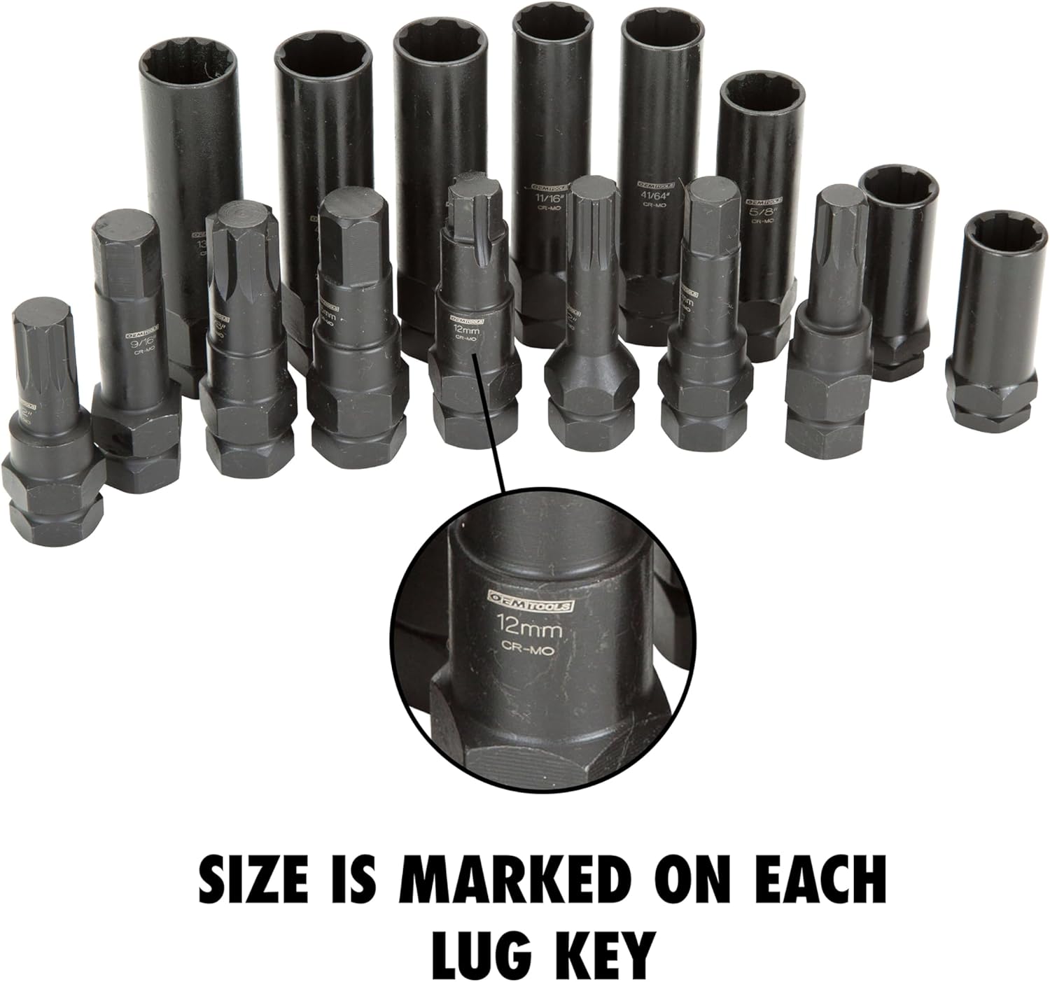OEMTOOLS 16-Pc Lug Nut Socket Set, Impact Socket Set Removes Aftermarket Lug Nuts, Prevents Wheel Damage, Scratch-Free Removal
