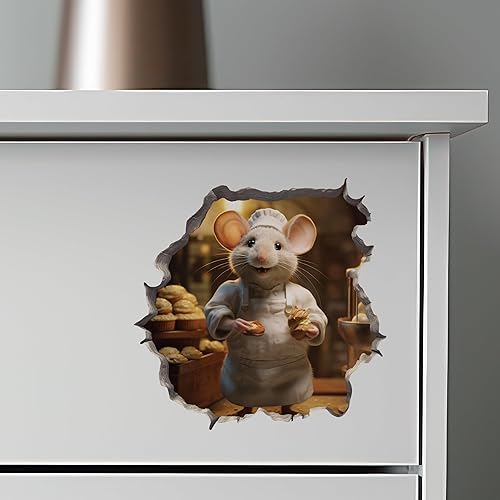 Miniatura 6 de Calcomanía de pared 3D con agujero de ratón Baker Mouse Hole