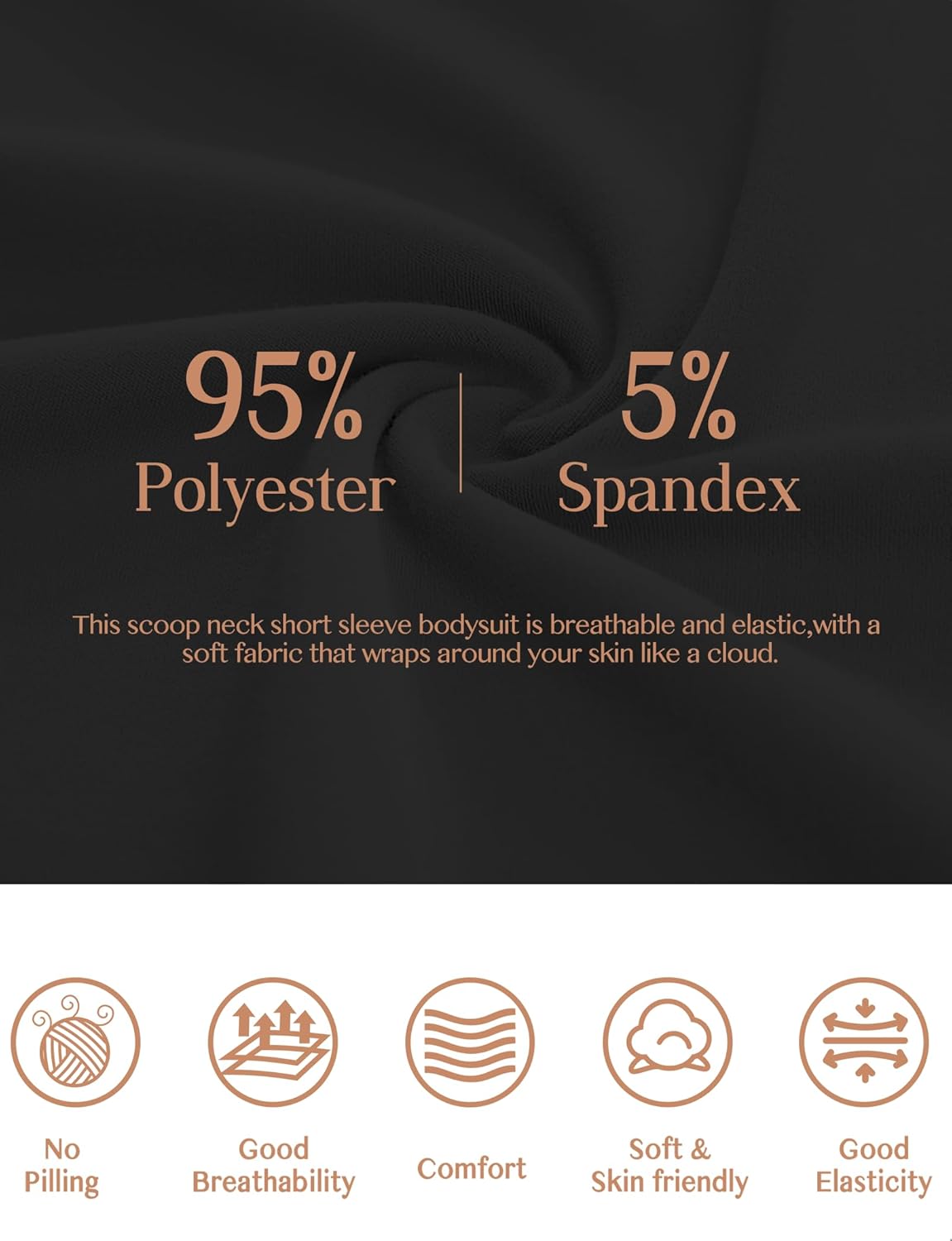 YOGINGO Womens Scoop Neck Bodysuit Short Sleeve Body suits For Women Basic Going Out Bodysuit Tops Shirts Leotard - Image 5