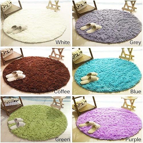 Miniatura 7 de MIFXIN Alfombra redonda para sala de estar, alfombra de pelo largo súper suave, alfombra circular esponjosa para sala de estar, comedor y