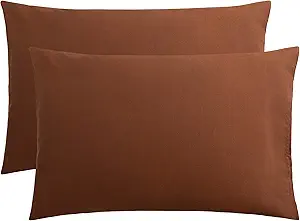 FLXXIE Microfiber Pillow Cases Queen Size Set of 2, Soft Pillowcases with Envelope Closure, Wrinkle Resistant Pillow Covers, 20x30, Brown
