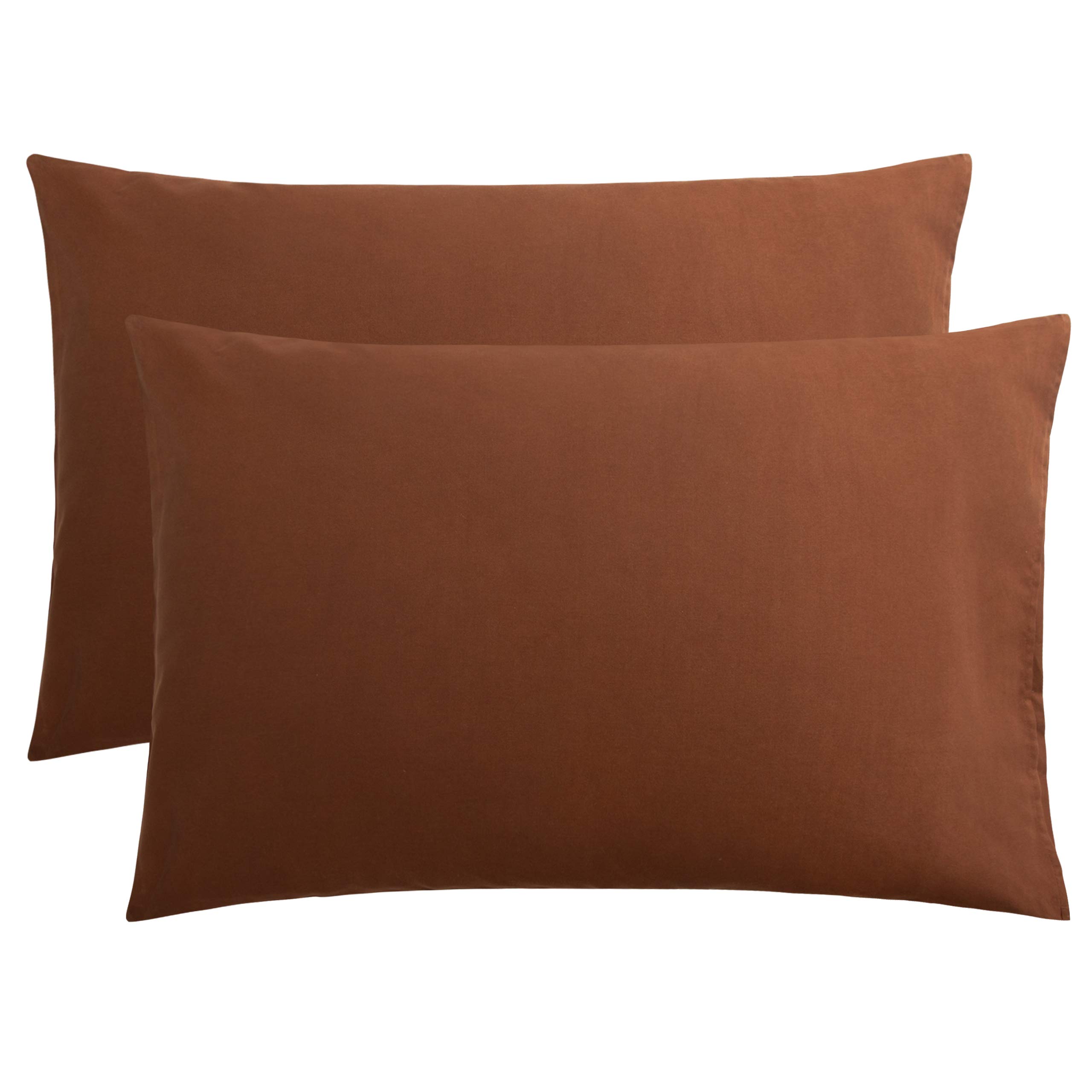 FLXXIE 2-Pack Microfiber Queen Pillow Cases, Envelope Closure, Brown