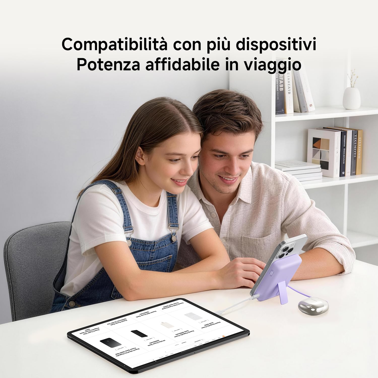 Xiaomi Power Bank Magnetico 10000mAh con Supporto Regolabile, MagSafe USB-C | Power bank MagSafe 10000mAh con supporto integrato. Ricarica wireless + supporto — perfetto per viaggi e videochiamate.