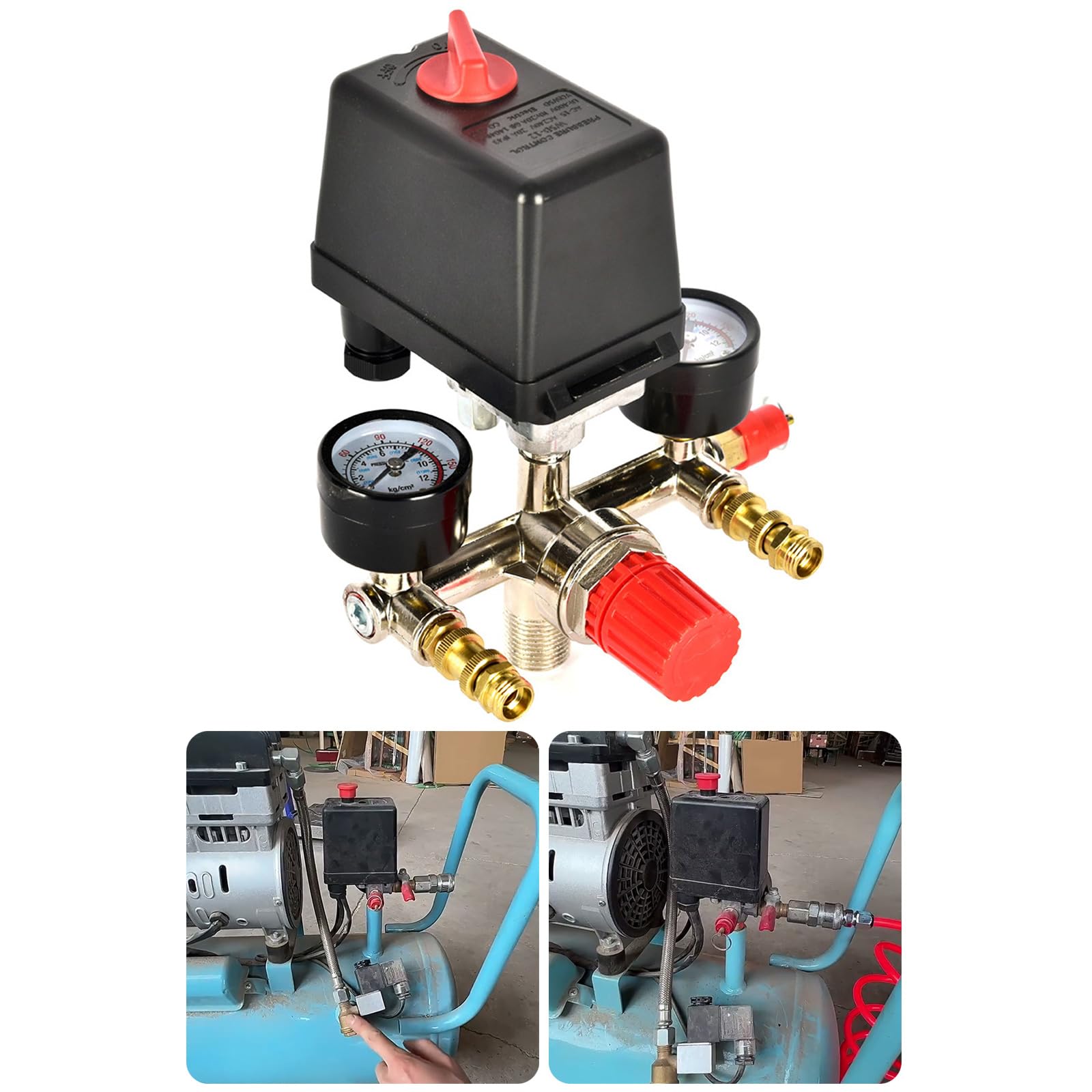 Valvole regolabili di grado industriale con doppi calibri Doppio Display Pressione Rubinetto di controllo Fissaggio rapido per sistemi di tubi Kit valvole di controllo della pressione