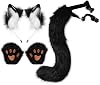 HAOAN Faux Fur Wolf Ears Headband Fox Tail and Paw Gloves Set Cosplay Halloween Costume Accessories