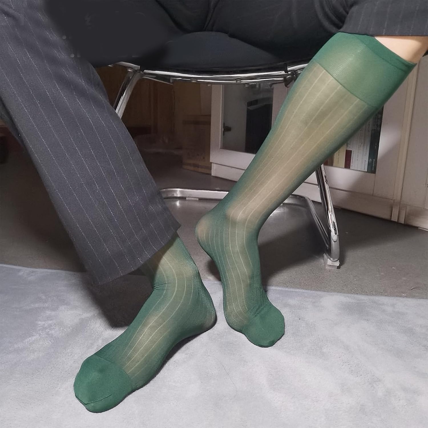 Socks Thin Dress Sheer Business Soft Nylon Knee High Over the Calf Gifts Mens Over the Calf Long Sheer