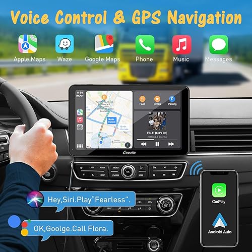 Miniatura 3 de Carpuride w701 Pro portátil BT Stereo, Carplay inalámbrico y Android Auto con cámara de respaldo, Bluetooth dual, enlace espejoGPSSiriFM, soporte