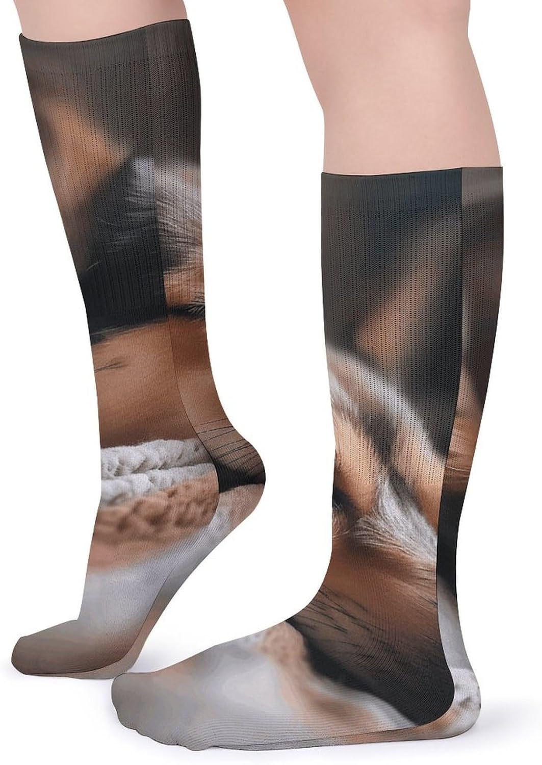5 Pairs Knee High Socks Doberman Dog Long Tube Boot Seamless Toe