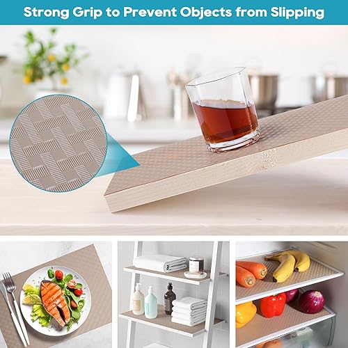 Miniatura 6 de StaHom Revestimientos para armarios de cocina, revestimientos para refrigeradores, resistentes al agua y al aceite, alfombrillas para cajones de