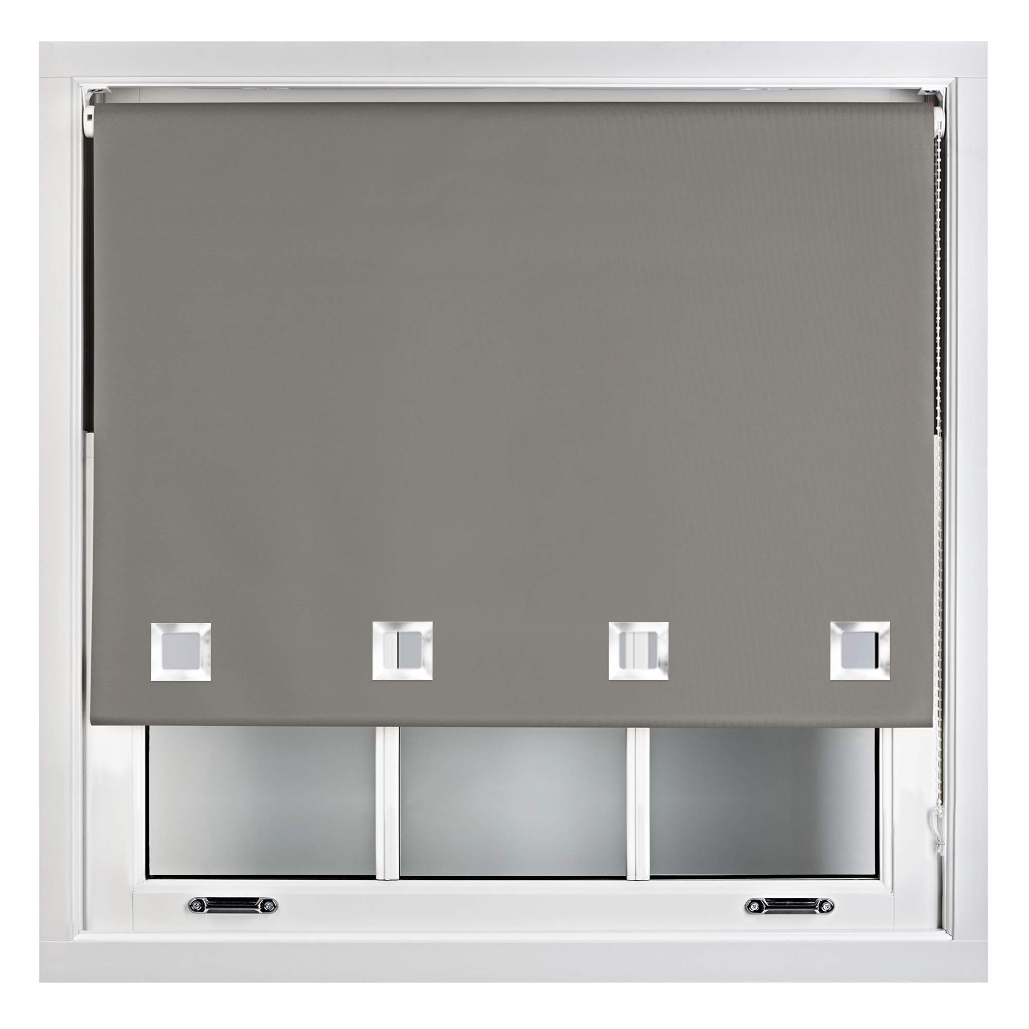 FURNISHED Blackout Roller Blinds with Large Square Eyelets - Made to Measure - Dark Grey 150cm x 165cm